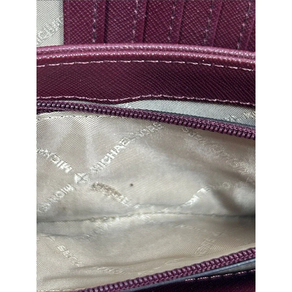 Michael Kors Jet Set Charm Burgundy Passport Zip-Around Wallet Travel